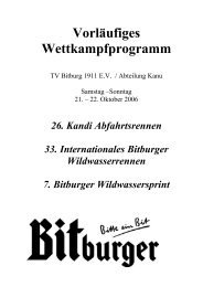 Vorläufiges Wettkampfprogramm 2006