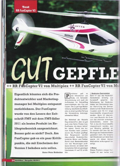 Testbericht FunCopter V2 2011-05 - Multiplex