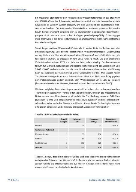 Energienutzungsplan Stadt Rehau