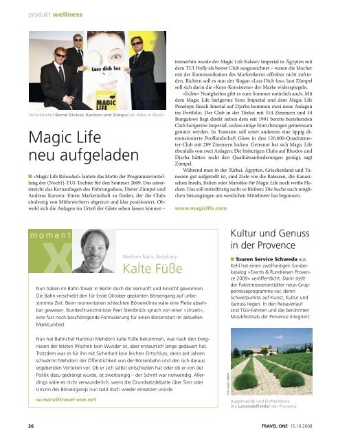 DAS MAGAZIN FÜR REISEPROFIS 15. OKTOBER ... - Travel-One