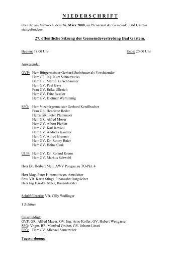 27. plenum 26.03.08.pdf - Gemeinde Bad Gastein