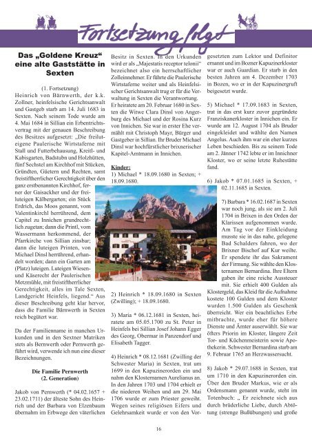 Gemeindeblatt der Sextner Juni 2004 - Nr. 54
