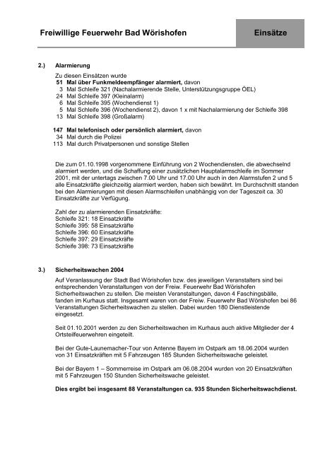 Jahresbericht 2004 - Freiwillige Feuerwehr Bad Wörishofen
