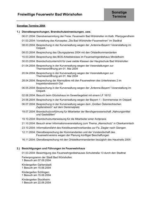 Jahresbericht 2004 - Freiwillige Feuerwehr Bad Wörishofen