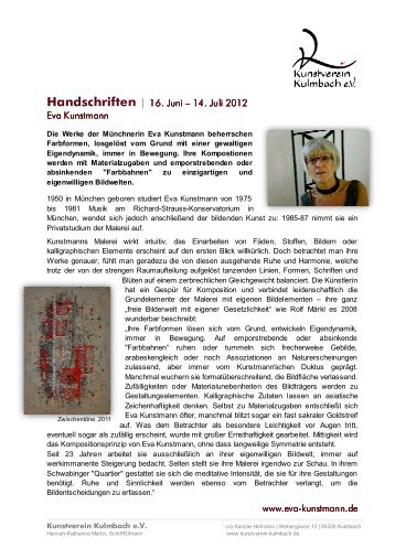 Info_Eva Kunstmannx - Kunstverein Kulmbach