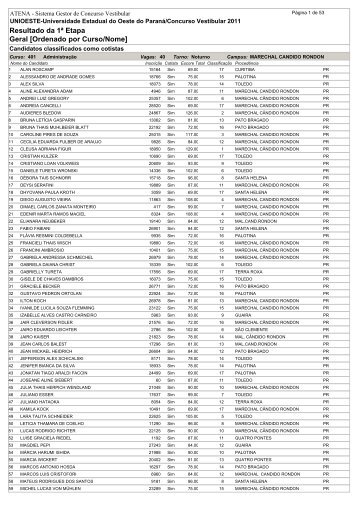 Resultado da 1ª Etapa Geral [Ordenado por Curso/Nome]