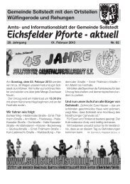 Eichsfelder Pforte - aktuell - Gemeinde Sollstedt