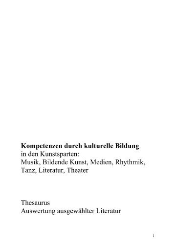 Kompetenzen durch kulturelle Bildung in den Kunstsparten ... - Error!