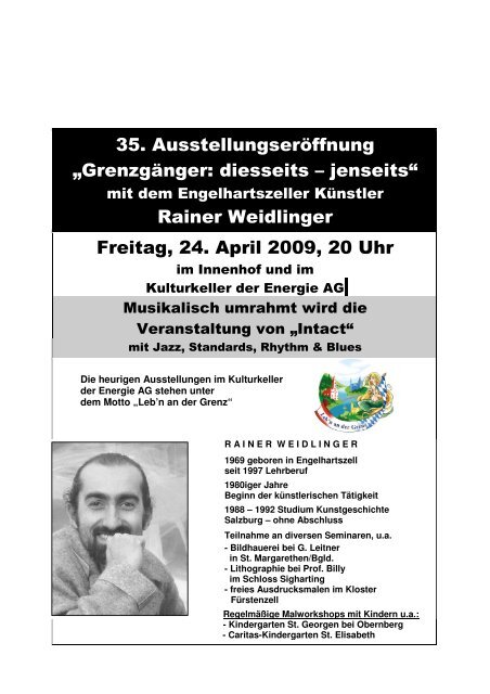Rainer Weidlinger Freitag, 24. April 2009, 20 Uhr - Engelhartszell