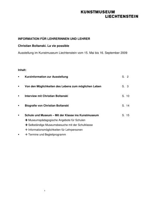 Lehrermappe Boltanski - Kunstmuseum Liechtenstein