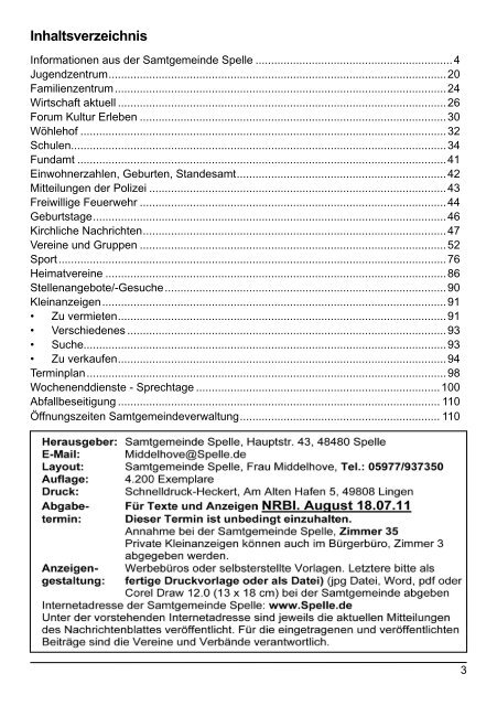 Inhaltsverzeichnis - Test Samtgemeinde Spelle, Entdecken Sie das ...