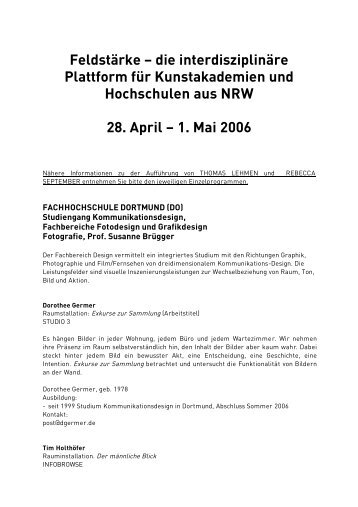 Feldstärke – die interdisziplinäre Plattform für ... - PACT Zollverein
