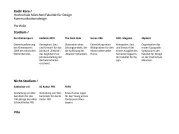 Kadir Kara / Hochschule München/Fakultät für Design ...