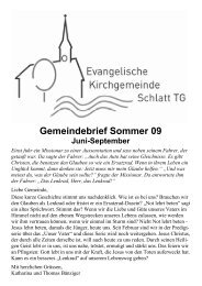 Gemeindebrief Sommer 09 - Evangelische Kirchgemeinde Schlatt