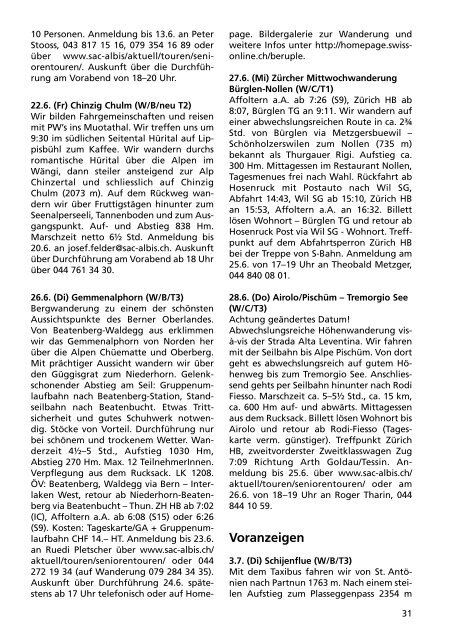 Schweizer Alpen-Club Sektion Am Albis ... - SAC Sektion Albis