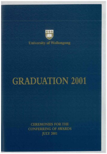 UOWGradBook2001-July.. - Library - University of Wollongong