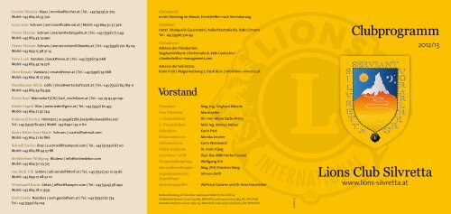 Lions Club Silvretta Clubprogramm