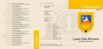 Lions Club Silvretta Clubprogramm Vorstand