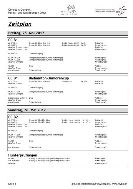 Programmheft CC Pfingsten 12x - Nationales Pferdezentrum Bern