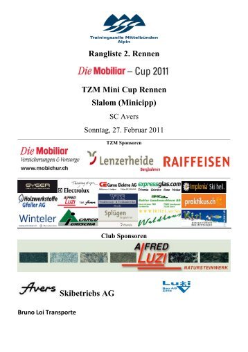 Rangliste 2. Rennen TZM Mini Cup Rennen Slalom ... - Skiclub Arosa