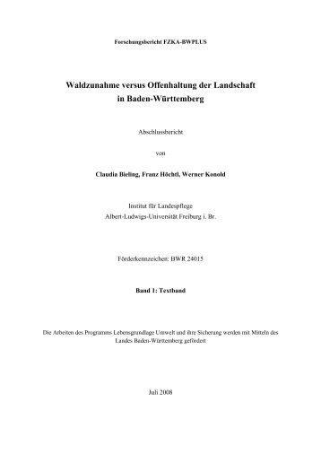 Waldzunahme versus Offenhaltung der Landschaft in Baden ...