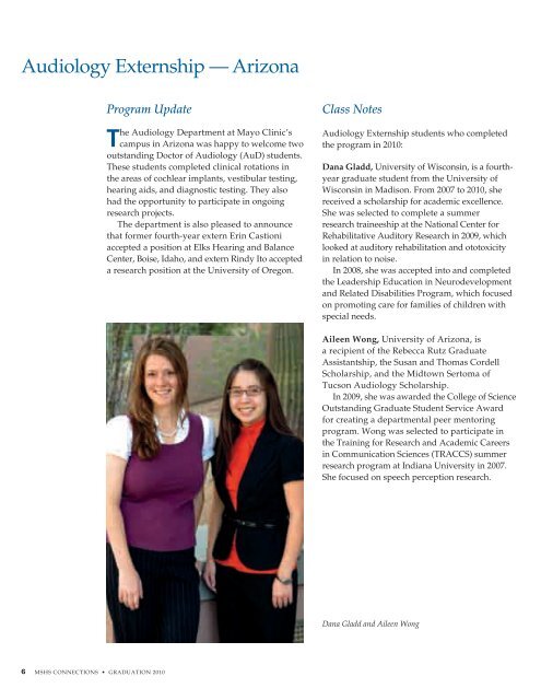 MSHS Alumni Connection Mag Winter 10 - MC4192 ... - Mayo Clinic