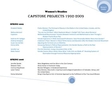 Women's Studies CAPSTONE PROJECTS 1992-2009