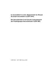 Le secondaire II à venir. Rapport final du Groupe de projet ...