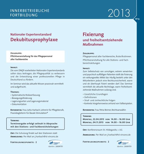 Fortbildungsprogramm 2013 - St. Vincenz Krankenhaus Limburg