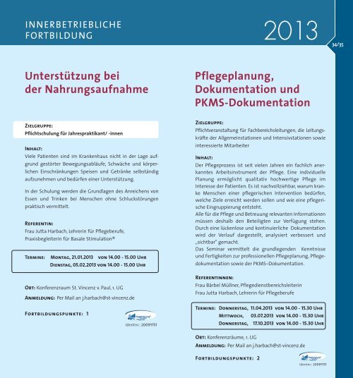 Fortbildungsprogramm 2013 - St. Vincenz Krankenhaus Limburg