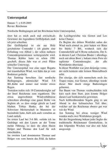 Bericht zur Alster-Auftakt-Regatta 2005... - German Contender ...