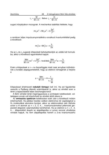 39 A Bohr-féle atommodell Az előbbiek szerint az atomok ...