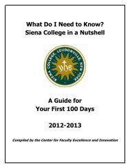 What Do I Need to Know? Siena College in a Nutshell A Guide for ...