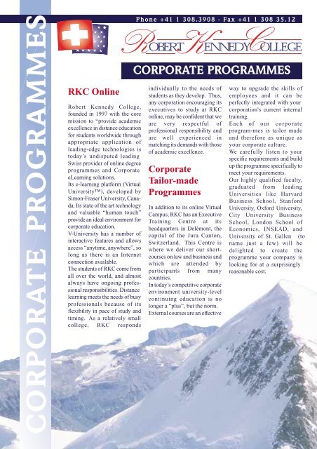Corpora Te Programmes Robert Kennedy College
