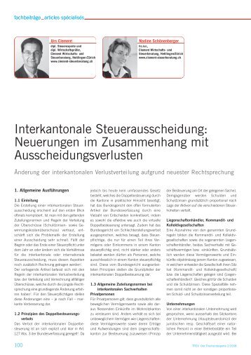 Interkantonale Steuerausscheidung: Neuerungen im ...