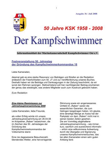 50 Jahre KSK 1958 - 2008 - Kampfschwimmer Ost eV