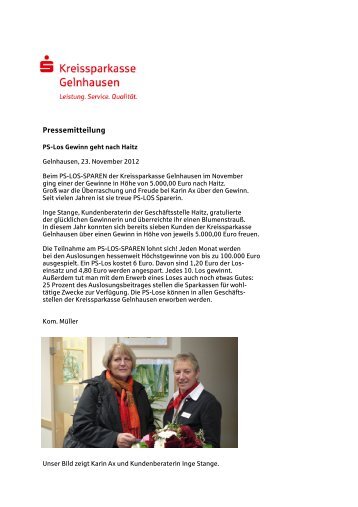 Pressemitteilung - Kreissparkasse Gelnhausen