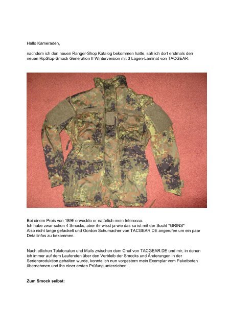 Tacgear Fieldparka parka veste d'insertion Ksk Smock veste fil de neige