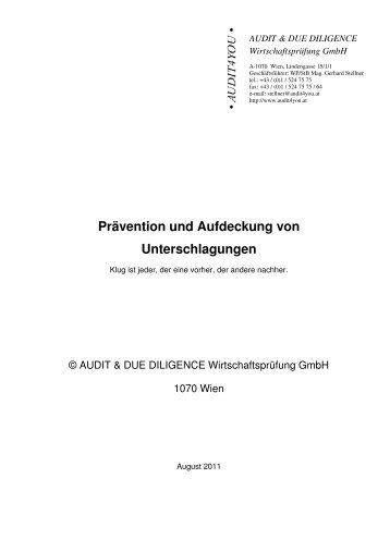 Prävention und Aufdeckung von Unterschlagung - audit4you.at