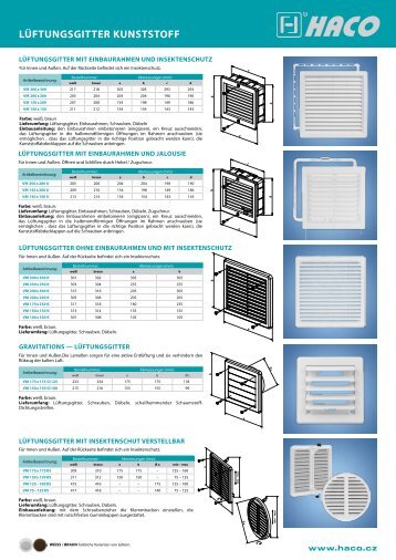 LÜFTUNGSGITTER KUNSTSTOFF - HACO, spol. s r.o.