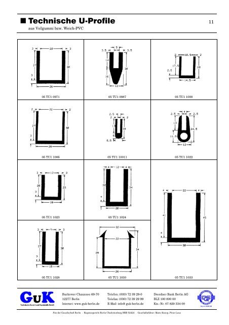 Technische U-Profile - GuK Technische Gummi und Kunststoffe GmbH