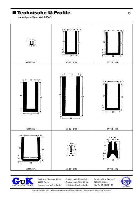 Technische U-Profile - GuK Technische Gummi und Kunststoffe GmbH