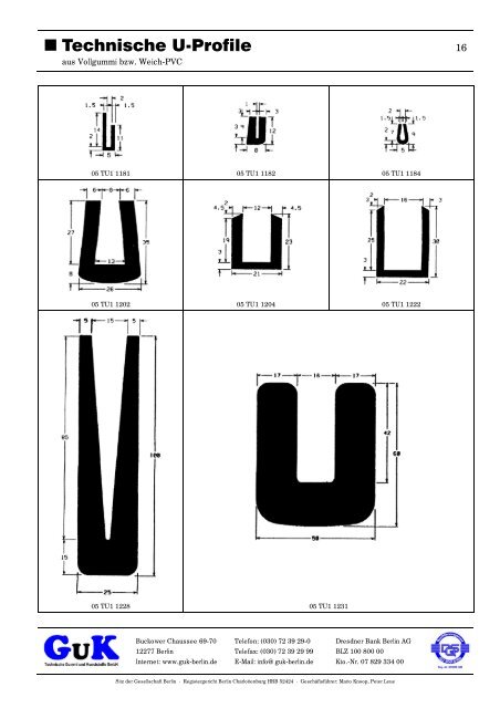 Technische U-Profile - GuK Technische Gummi und Kunststoffe GmbH