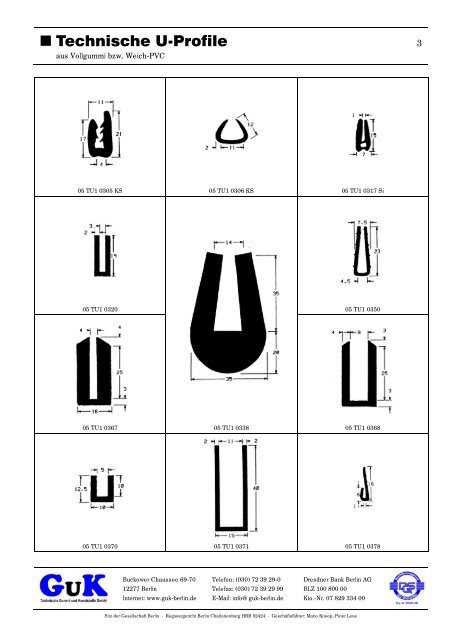 Technische U-Profile - GuK Technische Gummi und Kunststoffe GmbH