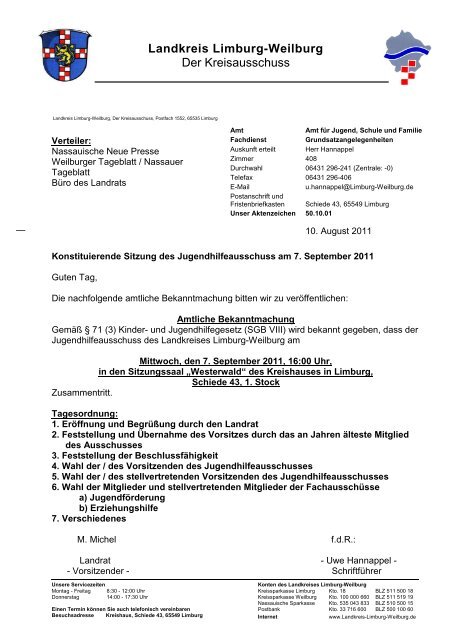 Amtl Bekanntmachung konst Sitzung 7 9 2011 - Landkreis Limburg ...