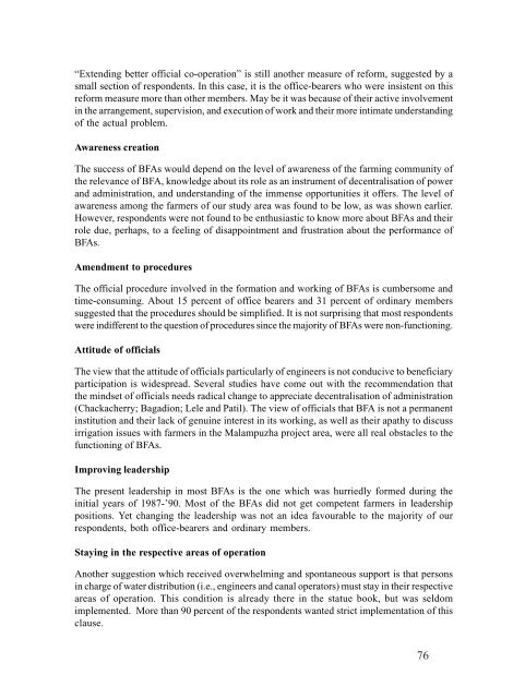 Beneficiary Participation in Irrigation Water Management: The Kerala