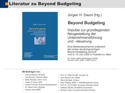 Controlling Beyond Budgeting: Anregungen des ... - Juergen Daum