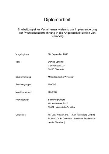 Erarbeitung einer Verfahrensanweisung zur Implementierung der ...