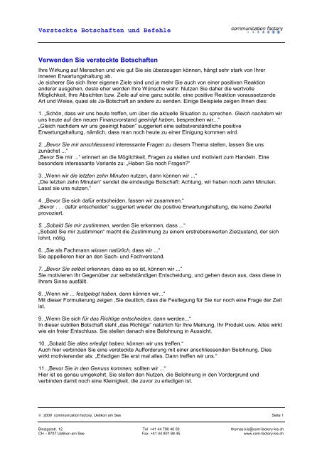 Versteckte Botschaften Und Befehle Communication Factory
