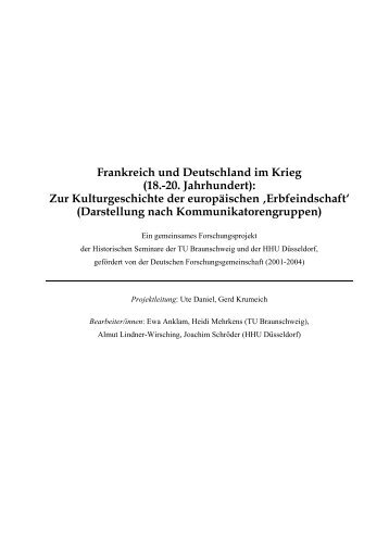 Frankreich und Deutschland im Krieg (18.-20. Jahrhundert): Zur ...